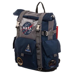 nasa roll-top backpack – blue and grey backpack