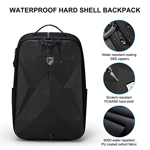 FENRUIEN 17 Inch Laptop Backpack for Men,Waterproof Anti Theft Computer Backpack with USB C Charging Port,Hardshell Gaming Laptop Bag,Black