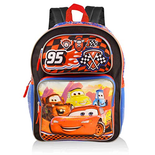 Disney Cars Backpack for Kids ~ Deluxe 16" Disney Cars Backpack Bundle (Disney Cars School Supplies)