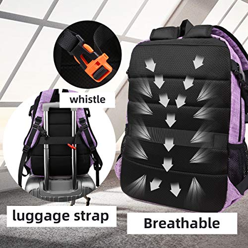 Large Laptop Backpack 17.3 inch Durable Waterproof Travel College Backpack Bookbag for Men & Women Business Backpack with USB Charging Port and Headset Port Light Purple