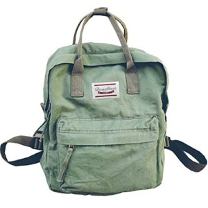 luckyz womens casual lightweight canvas backpack school bag travel daypack small handbag purse, green