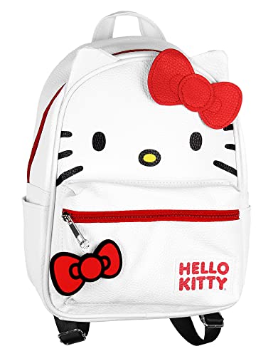 Hello Kitty Signature Bow Face and 3D Ear Design Faux Leather Mini Backpack