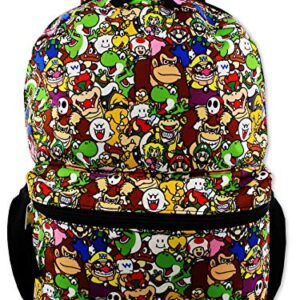 Nintendo Super Mario Brothers Boys Girls Teen 16" School Backpack (One Size, Black/Multi)