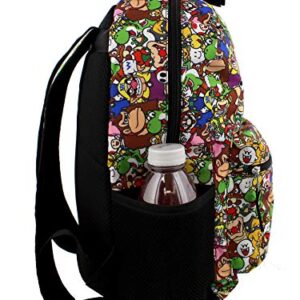 Nintendo Super Mario Brothers Boys Girls Teen 16" School Backpack (One Size, Black/Multi)