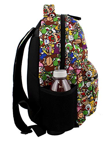 Nintendo Super Mario Brothers Boys Girls Teen 16" School Backpack (One Size, Black/Multi)