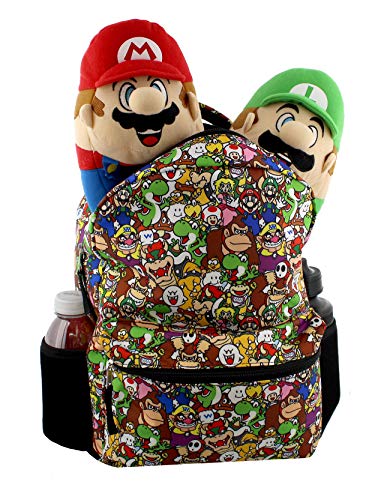 Nintendo Super Mario Brothers Boys Girls Teen 16" School Backpack (One Size, Black/Multi)