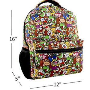 Nintendo Super Mario Brothers Boys Girls Teen 16" School Backpack (One Size, Black/Multi)