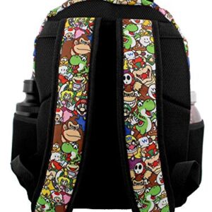 Nintendo Super Mario Brothers Boys Girls Teen 16" School Backpack (One Size, Black/Multi)