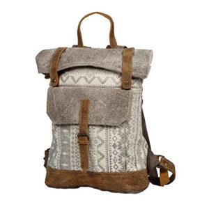 myra bag classy leather & upcycled canvas backpack s-1237