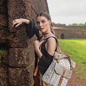 Myra Bag Classy Leather & Upcycled Canvas Backpack S-1237