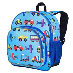 wildkin 12-inch kids backpack for boys & girls, perfect for daycare and preschool, toddler bags features padded back & adjustable strap, ideal for school & travel backpacks(trains, planes, and trucks)