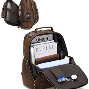 Taertii Genuine Leather Backpack For Men Vintage 17.3 inch Laptop Bag Large Capacity Business Travel Hiking Overnight Shoulder Daypacks 36L
