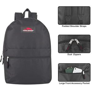Trailmaker Classic 17 Inch Backpack with Adjustable Padded Shoulder Straps (Black)