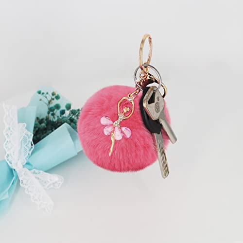 KingBig New in 2022 Cute Backpack Ballet Bag Kits Tutu Dress Dance Bag, Girls Personalized Waterproof Bag Ballerina Duffle Bag with Key Chain Cute Plush hanging Pink ball(Pink)