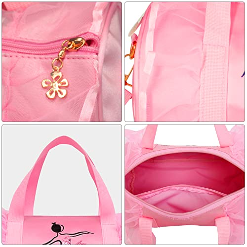 KingBig New in 2022 Cute Backpack Ballet Bag Kits Tutu Dress Dance Bag, Girls Personalized Waterproof Bag Ballerina Duffle Bag with Key Chain Cute Plush hanging Pink ball(Pink)