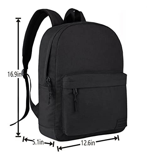 KOPHLY Casual Lightweight Laptop Backpack with USB Charging Port For for Men and Women, School Bookbag for Teens College，Daypack for Short Trip Travel（Carbon Black）