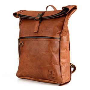 BERLINER BAGS Vintage Leather Backpack Utrecht XL, Large Waterproof Bookbag for Men and Women - Brown…