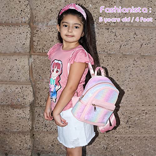 mibasies Mini Backpack for Girls Kids Rainbow Purse