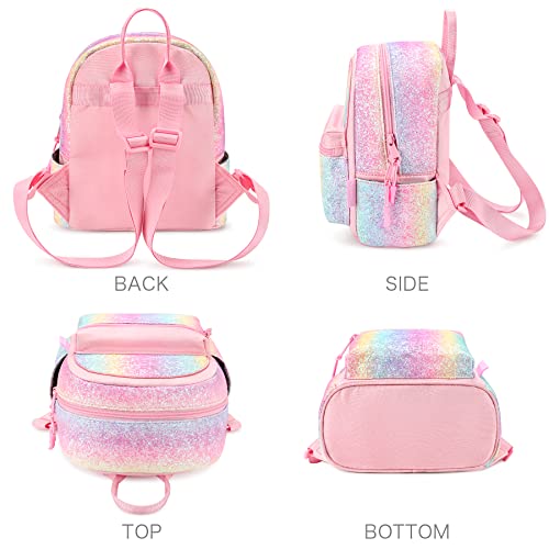 mibasies Mini Backpack for Girls Kids Rainbow Purse