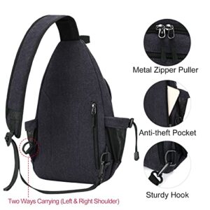 MOSISO Sling Backpack,Canvas Crossbody Hiking Daypack Bag with Anti-theft Pocket, Space Gray