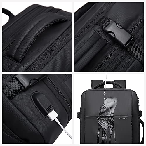 BANGE 35L Travel Backpacks,Weekender Expandable Carry-On Backpack for Airplanes, Waterproof 17.3 inch Laptop Backpack for Men and Women