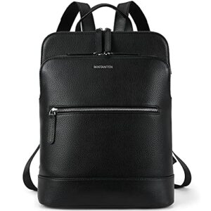 BOSTANTEN Genuine Leather Laptop Backpack Purse for Women Backpack Travel Bag Black