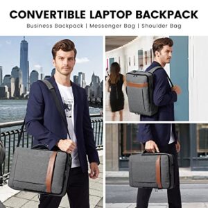 LOVEVOOK Convertible Laptop Backpack Bag, 3 in 1 Men’s Messenger Bag Business Briefcases Fits 15.6 Inch Laptop, Shoulder Bags Computer Backpacks for Travel College Office for Men Women, Grey