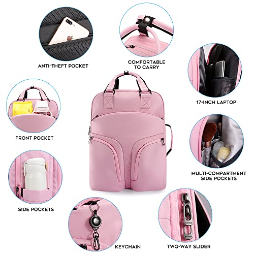 BANGE 35L Pink Travel Backpack for Women, Large Lightweight Airplane Approved Weekender Bag for Women,Daypacks Carry on Backpacks for Nurses Teacher College,TSA Anti Theft Backpack fit 17.3inch Laptop