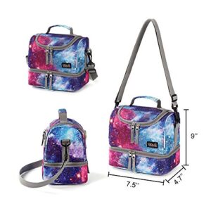 Rolling Backpack 18 inch Double Handle with Lunch Bag Wheeled Kids Backpack, Galaxy