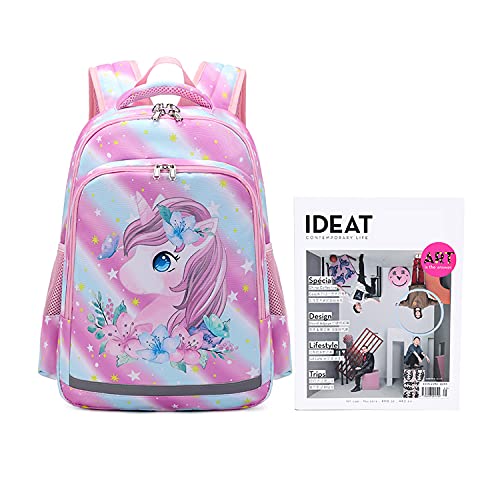 Kids Backpack For Girls Unicorn School Backpack Cute Toddler Book Bag Set With Lunch Box, Pink