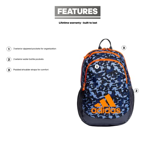 adidas Young Creator backpack, Flow Blur/Onix Grey/Signal Orange, One Size