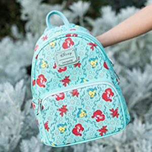 Loungefly x Disney Little Mermaid Ariel, Flounder and Sebastian AOP Backpack