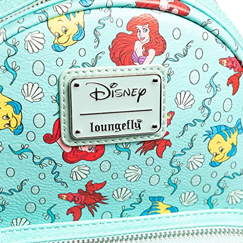 Loungefly x Disney Little Mermaid Ariel, Flounder and Sebastian AOP Backpack