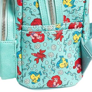 Loungefly x Disney Little Mermaid Ariel, Flounder and Sebastian AOP Backpack