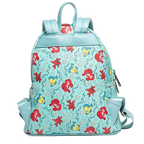 Loungefly x Disney Little Mermaid Ariel, Flounder and Sebastian AOP Backpack