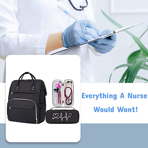 Erihop Nurse Bag, Nurse Backpack, Nurse Accessories for Work, Nursing School Essentials, Black