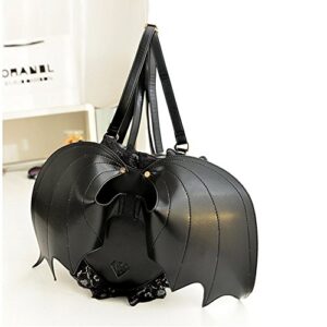 Neevas Fashion Girl Gothic Black Bat Heart Wings Backpack Goth Punk Lace Wing Bag One_Size