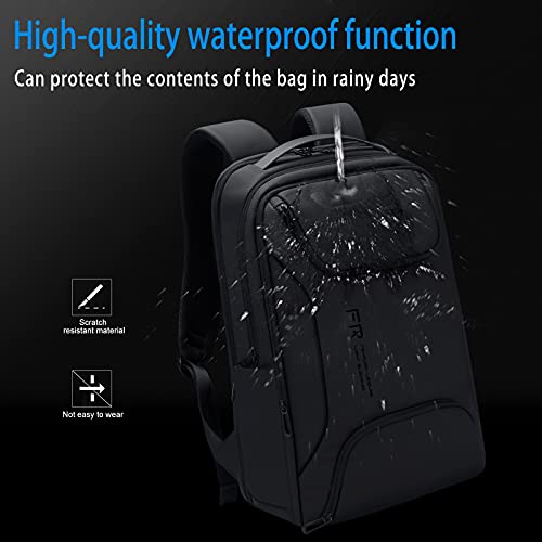 FENRUIEN Business Laptop Backpack for Men Fits 15.6 Inch, 4-layer Waterproof Backpack Computer Bag Daily with USB Charging for School Work Office College Airplane