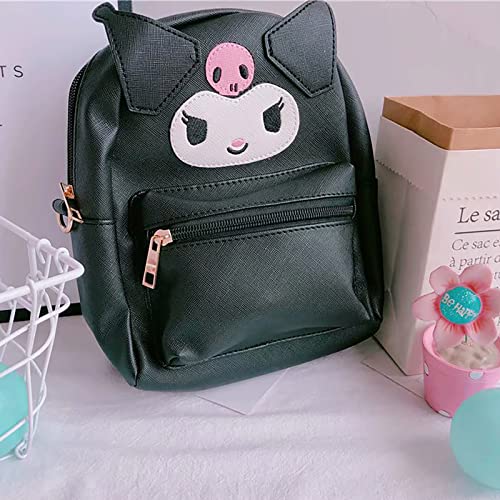 Cartoon Anime Mini Cute PU Backpack Shoulder Bag Backpack Handbag for Kids Girls Cosplay (BLACK)
