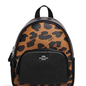 COACH Coach Mini Court Backpack, Black/Leopard