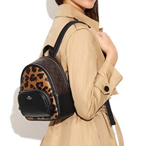 COACH Coach Mini Court Backpack, Black/Leopard