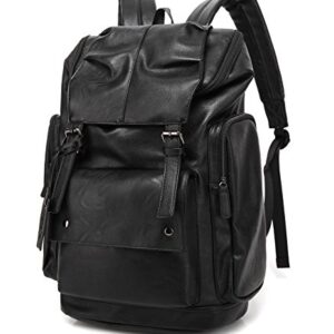 Baosha BP-16 PU Leather Casual Backpack College Backpack Daypack Black