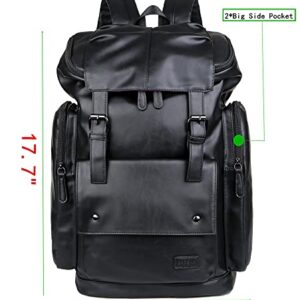 Baosha BP-16 PU Leather Casual Backpack College Backpack Daypack Black