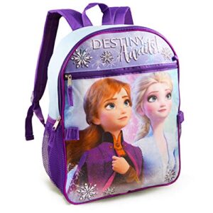 Disney Frozen Backpack Set for Girls ~ 5 Pc Deluxe 16" Frozen Backpack with Lunch Bag, Stickers, and More (Frozen School Supplies)