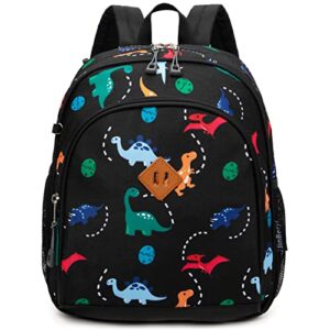 jinberyl toddler backpack for boys, 12 inch kids dinosaur backpack for preschool or kindergarten, black