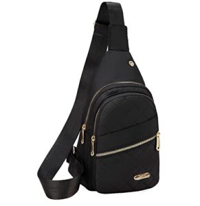 aostihot crossbody small sling backpack sling bag for women, chest bag daypack crossbody for travel sport running hiking black