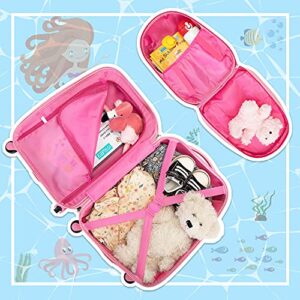 VLIVE Kid Luggage w/Wheels for Girls, Toddler Rolling 16in Suitcase w/12in Backpack, Girl Travel Carry-on(Mermaid)