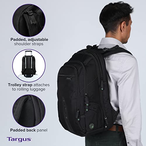 Targus Travel Laptop Backpack for 17 inch Laptops, TSA Checkpoint-Friendly Carry On Travel Backpack for Women Men Business/College Laptop Bag for Work School Travel, Black (TBB019US)