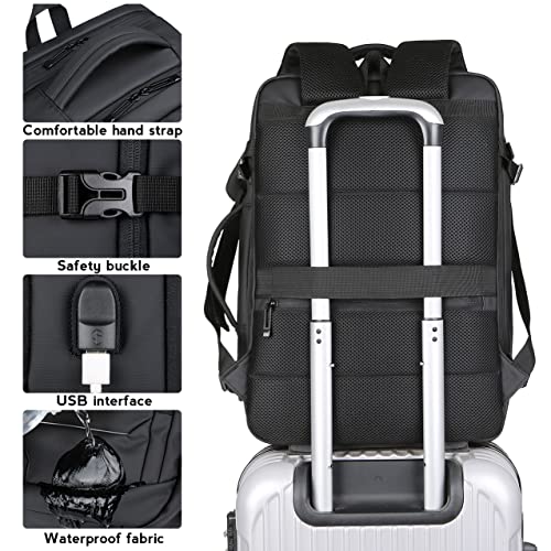 KSIBNW Weekender Carry on Backpack with USB Port,40L Expandable Travel Backpacks, Carry on Luggage airline approved with Laptop Compartment,Water Resistant Durable 17-inch Laptop Backpacks