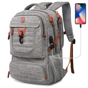 aokur laptop backpack,computer backpack,17.3 inch travel backpack flight approved,extra large backpack heavy duty tsa big capicity backpack for colleage school bookbag,grey